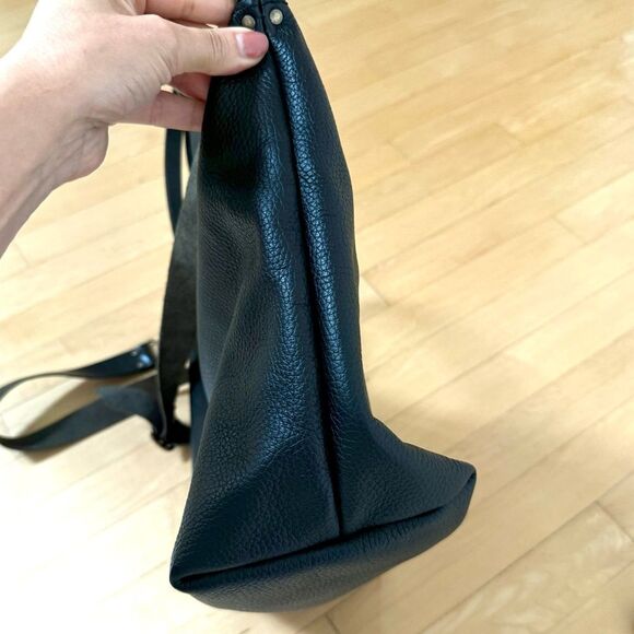 Calma 11600 Leather Goods Made in Spain Convertible Shoulder Bag Black Pebble - Picture 11 of 16